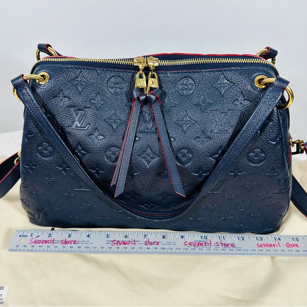 Louis Vuitton Ponthieu Handbag Monogram Empreinte Leather PM Blue Marine Rouge - Picture 3 of 16